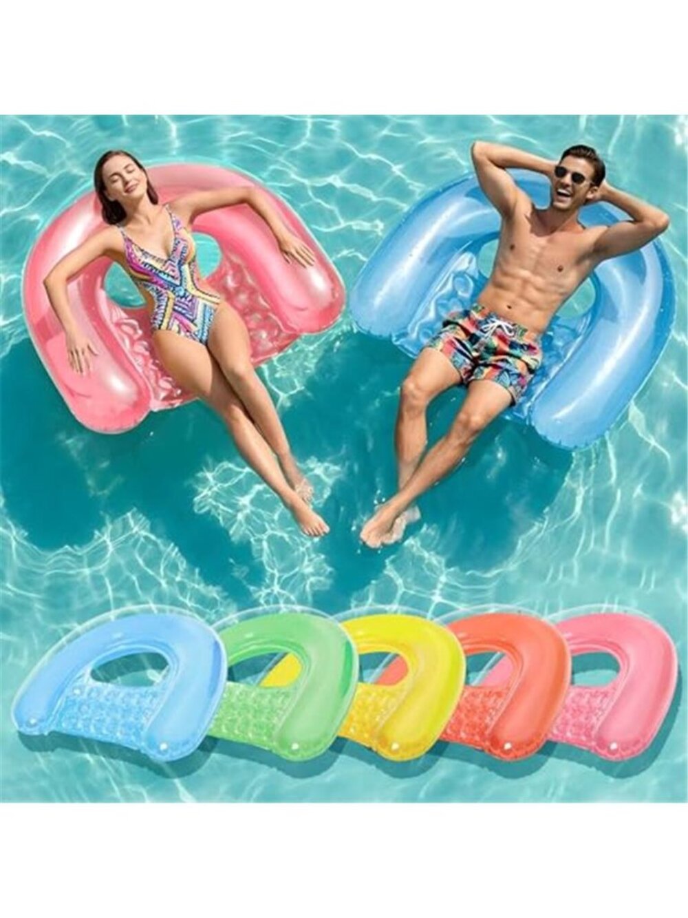 Pool Float Chair 5 Pack Inflatable Pool Lounge Float Adult Swimming Raft
